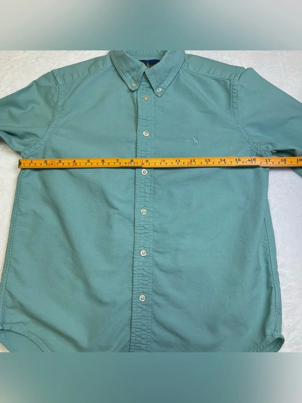 Ralph Lauren Boys Med. (10-12) Seafoam Green Long Sleeve Button Down Shirt Pony